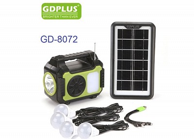 Ηλιακό Σύστημα Φωτισμού Με 4 Λάμπες Ραδιόφωνο FM & Πλεξούδα Φόρτισης USB GD-8072