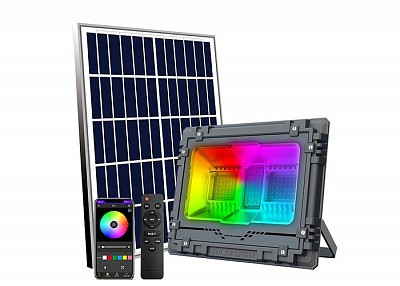 Ηλιακός Προβολέας 24 LED RGB 60W Bluetooth IP67 MG-AW60C Γκρί