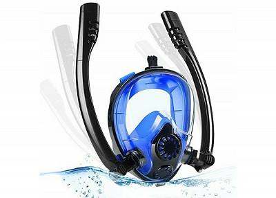 Μάσκα Θαλάσσης Full Face Snorkelling Mask HJKB K2 Μαύρο/Μπλέ Με 2 Αναπνευστήρες